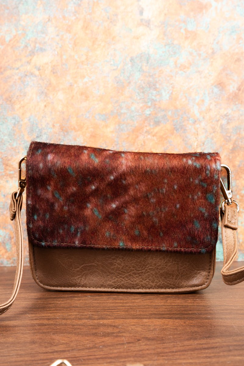 NGIL Taupe Brown Square Cowhide-Look Clutch for Versatile Use