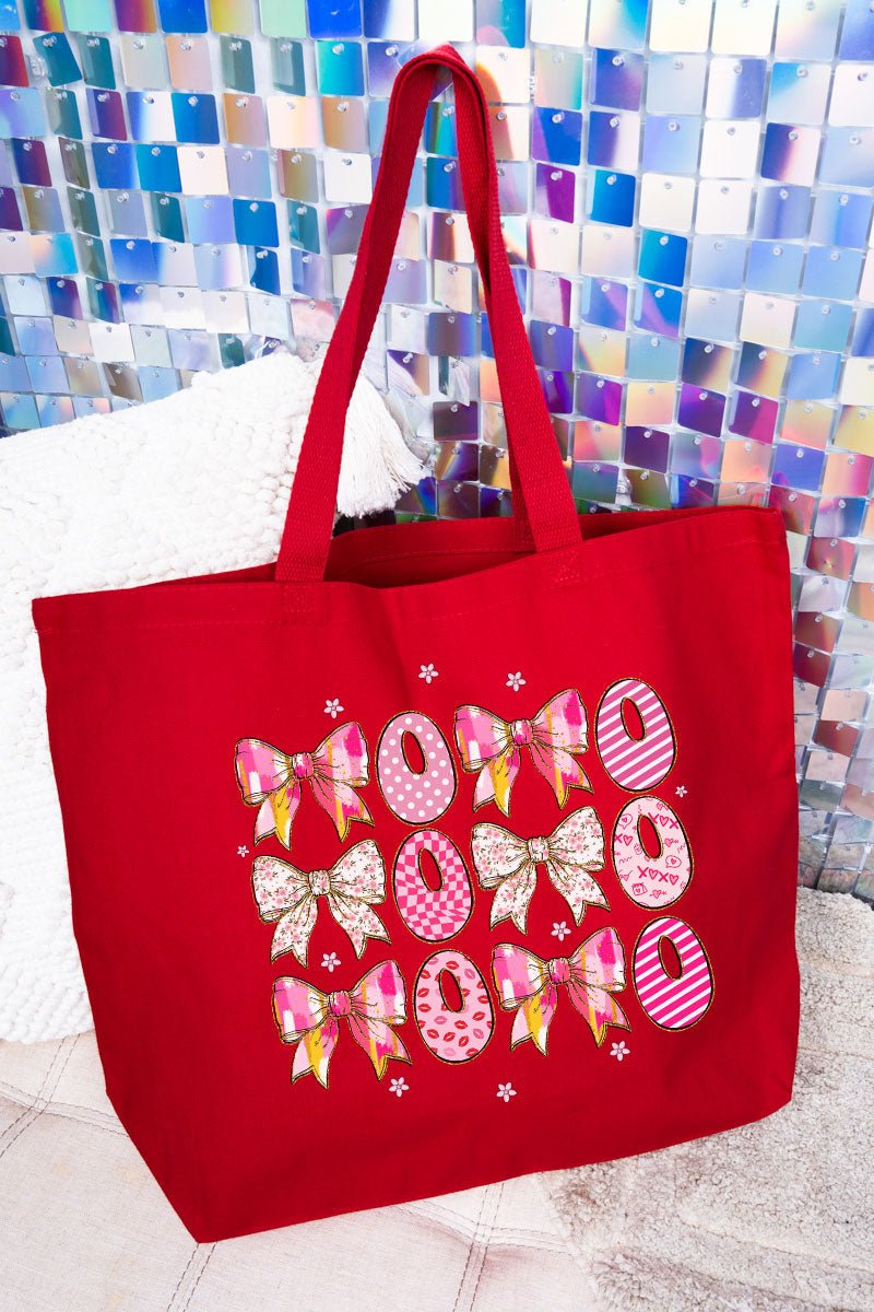 Stacked Coquette XOXO Large-sized Canvas Jumbo Tote Bag for Daily Use