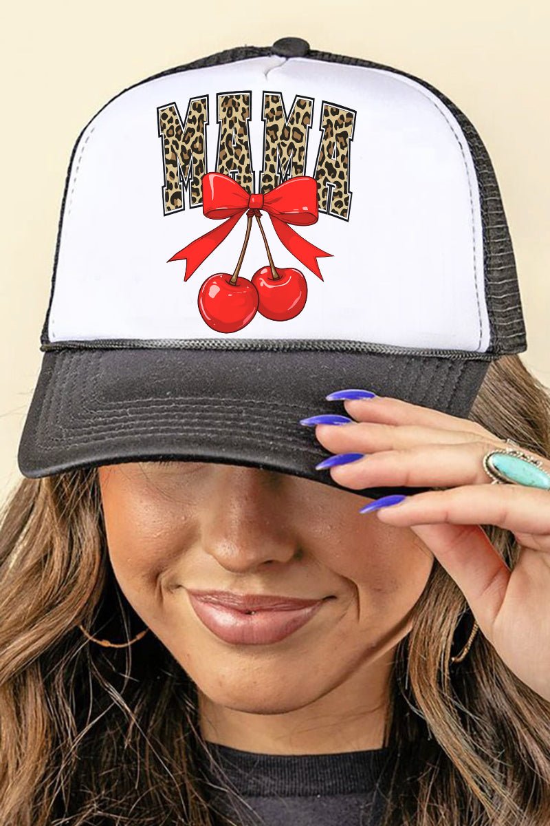 Cherry Leopard Mama Foam Front Mesh Back Stylish Trucker Cap