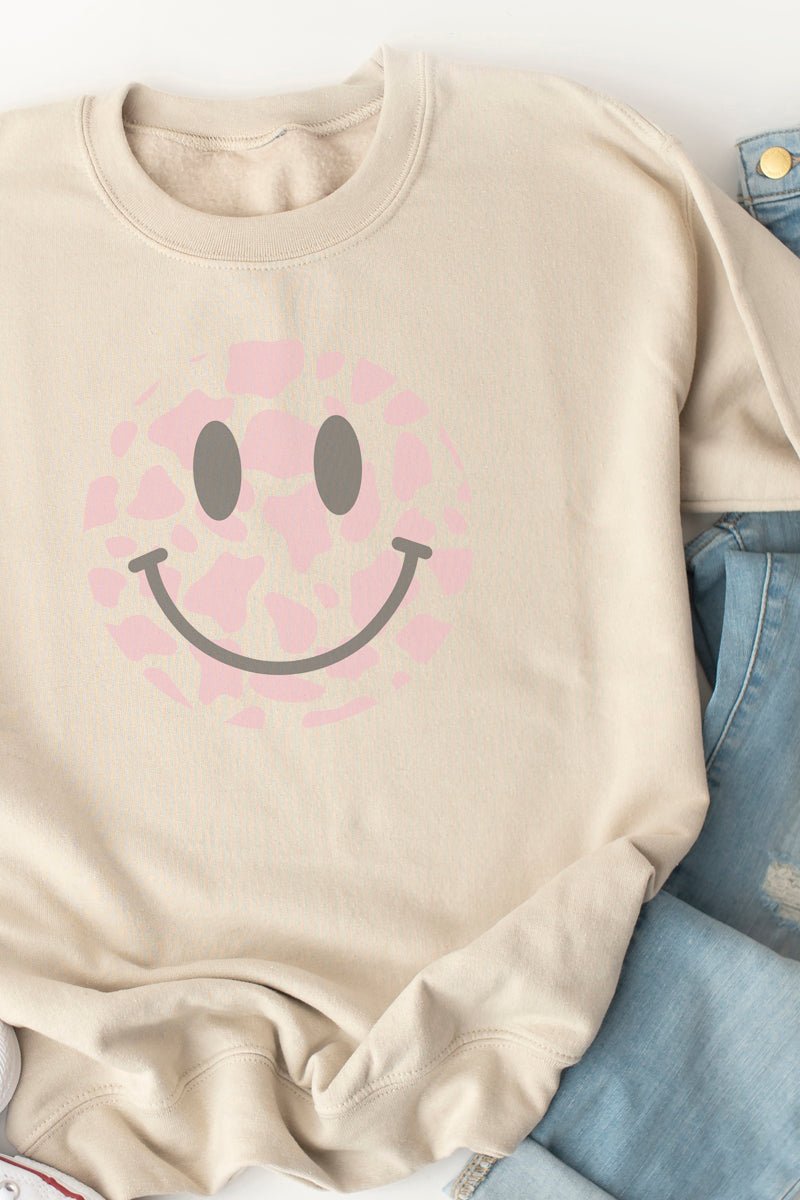 Unisex Cow Spots Happy Face Cozy NuBlend Crew Sweatshirt