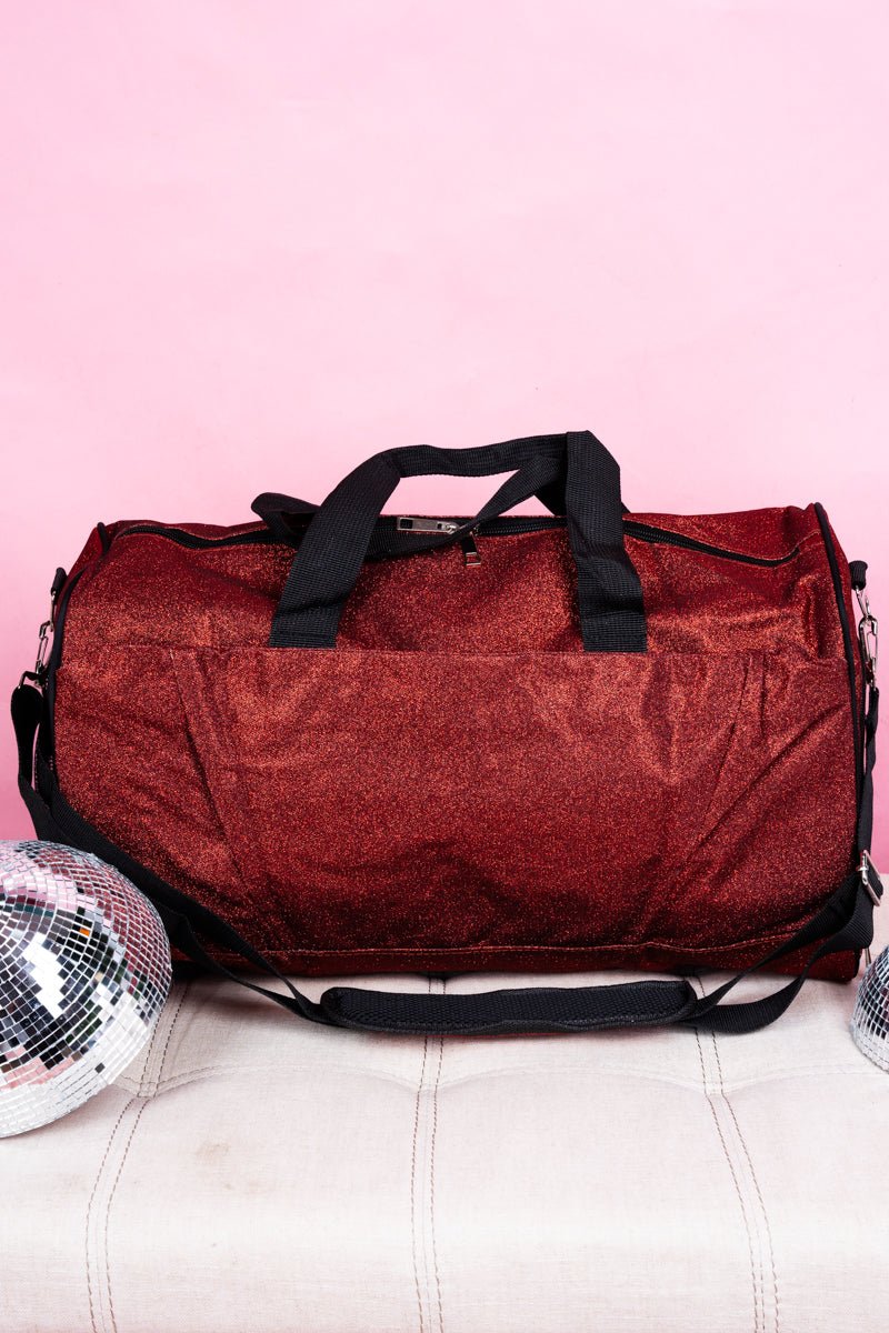 NGIL Red Glittery Duffle Bag with Functional Shoe Compartment