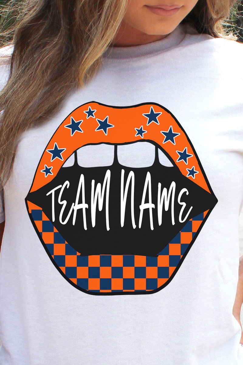 Navy and Orange Loud Mouth Football DryBlend Comfortable Adult T - Shirt