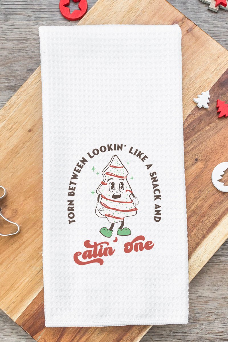 Festive Waffle Design Kitchen Tea Towel - Looking Like A Delicious Snack