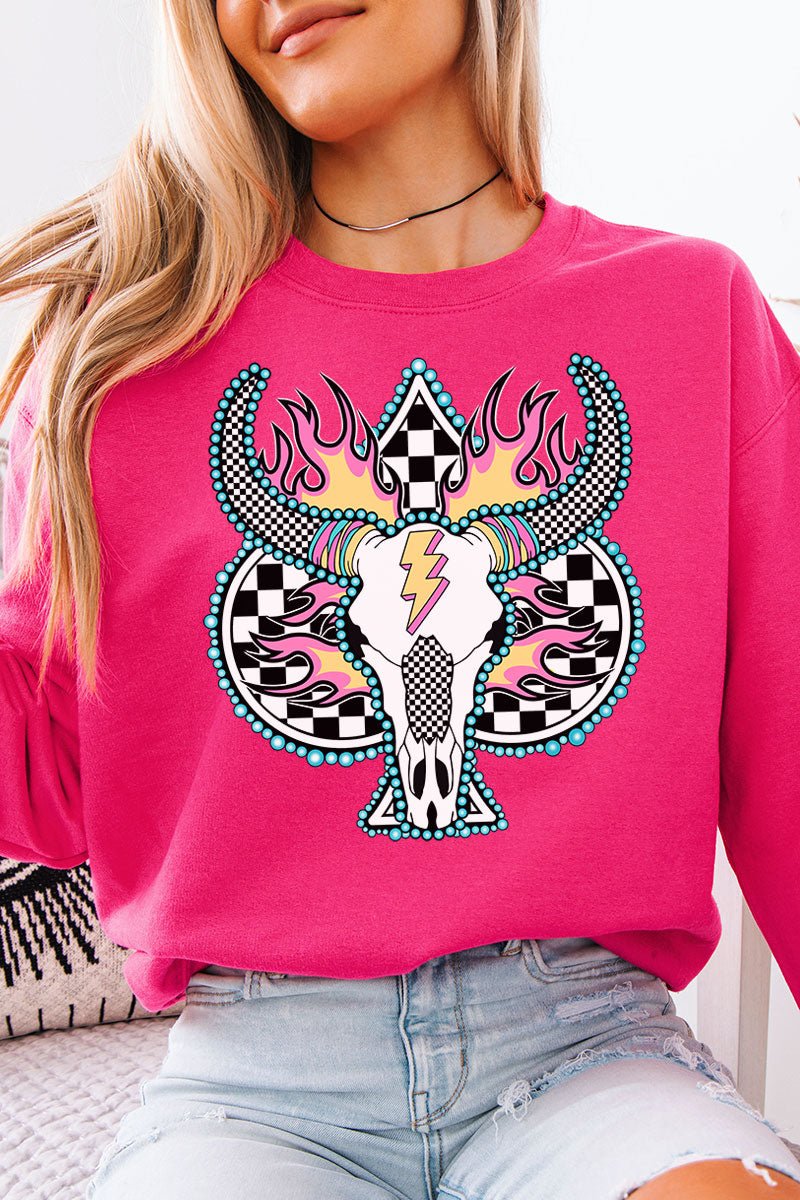 Unisex Flames Spade Steer NuBlend Cozy Crew Sweatshirt