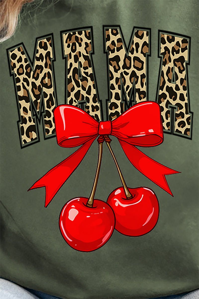 Heavy - weight Unisex Crew Sweatshirt with Leopard Cherry Mama Design