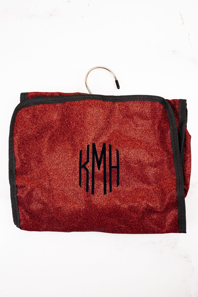 Stunning NGIL Red Glittery Roll-Up Cosmetic Travel Bag