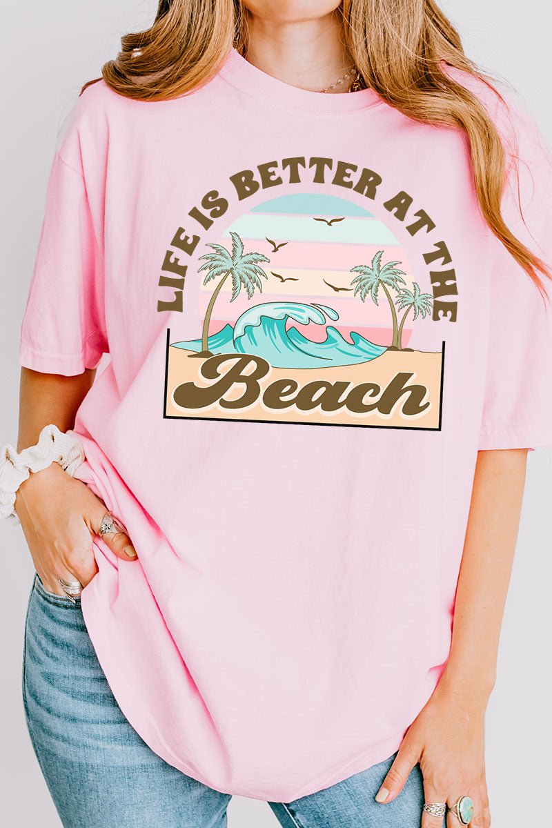 Comfort Colors Adult Ring-Spun Cotton Graphic T-Shirt for a Better Life at the Beach