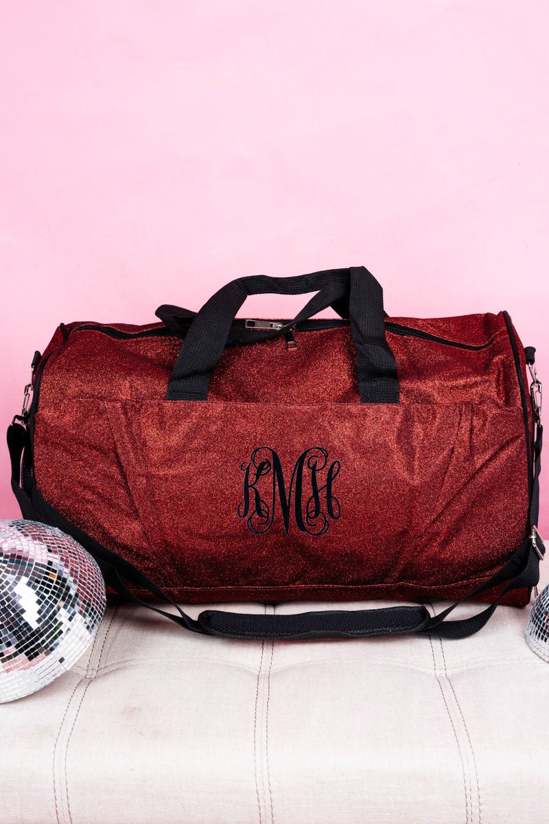 NGIL Red Glittery Duffle Bag with Functional Shoe Compartment