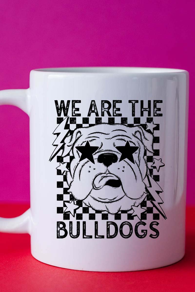 Decorative White Bulldogs Stars Themed Ceramic Mug for Sipping Beverages