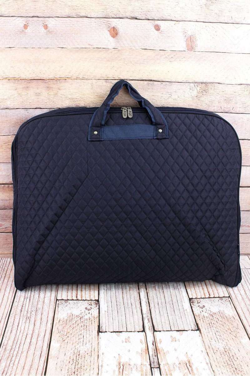 Navy Blue Quilted Travel Garment Bag for Weekend Trips