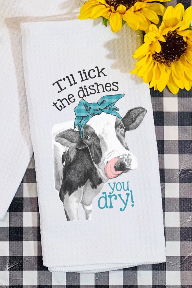 Cute Cow Waffle Pattern Polyester Polyamide Kitchen Towel for Home
