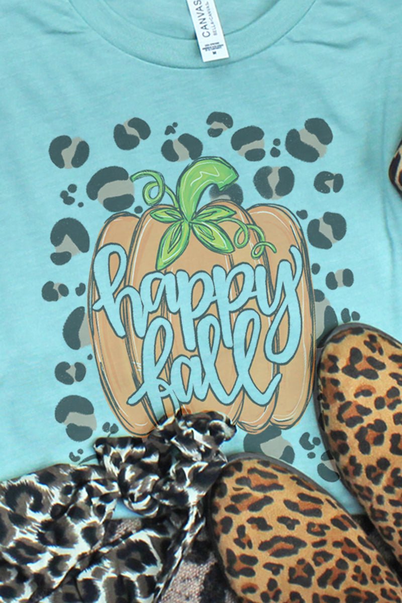Fall Season Spots Happy Pumpkin Graphic Tri - Blend Short Sleeve T - Shirt for Unisex
