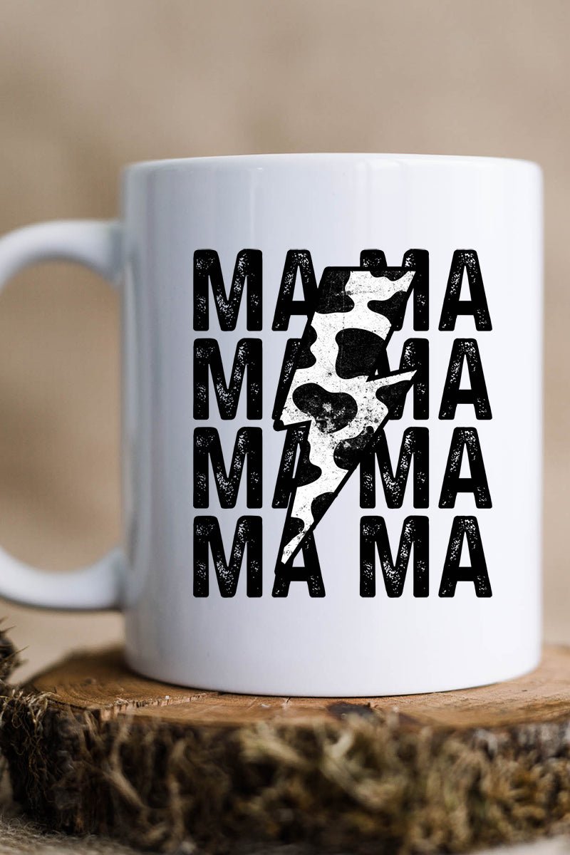 White Mama Cow Lightning Bolt Decorative Mug for Beverages