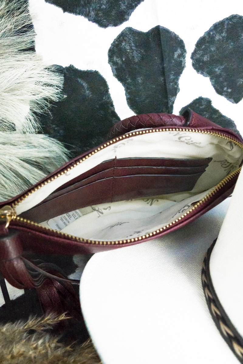 NGIL Brand Faux Leather Wine-Colored Bangle Style Clutch Handbag