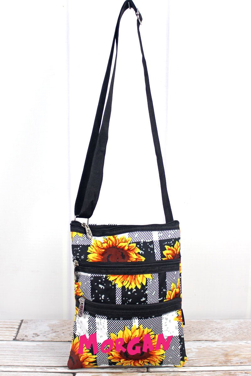 Stylish NGIL Sunflower Patterned Plaid Crossbody Handbag for Women