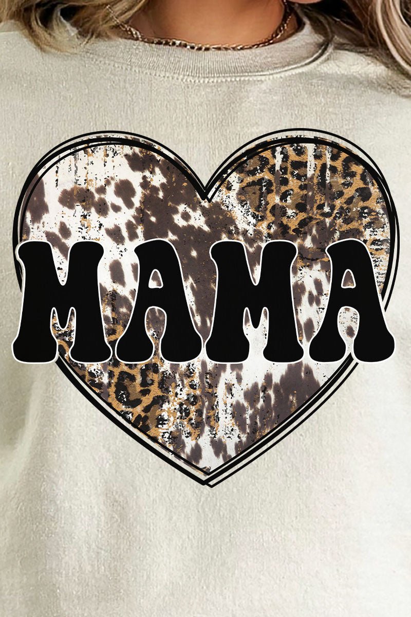 Unisex Cowhide Heart Mama NuBlend Crew Neck Sweatshirt for Casual Wear