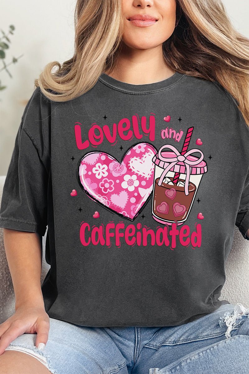 Charming and Caffeinated Adult Comfort Colors Ring-Spun Cotton Graphic T-Shirt for Men and Women