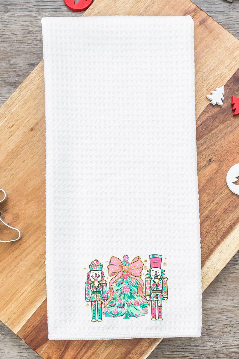 Preppy Floral Nutcracker - Style Waffle - Patterned Kitchen and Bathroom Tea Towel