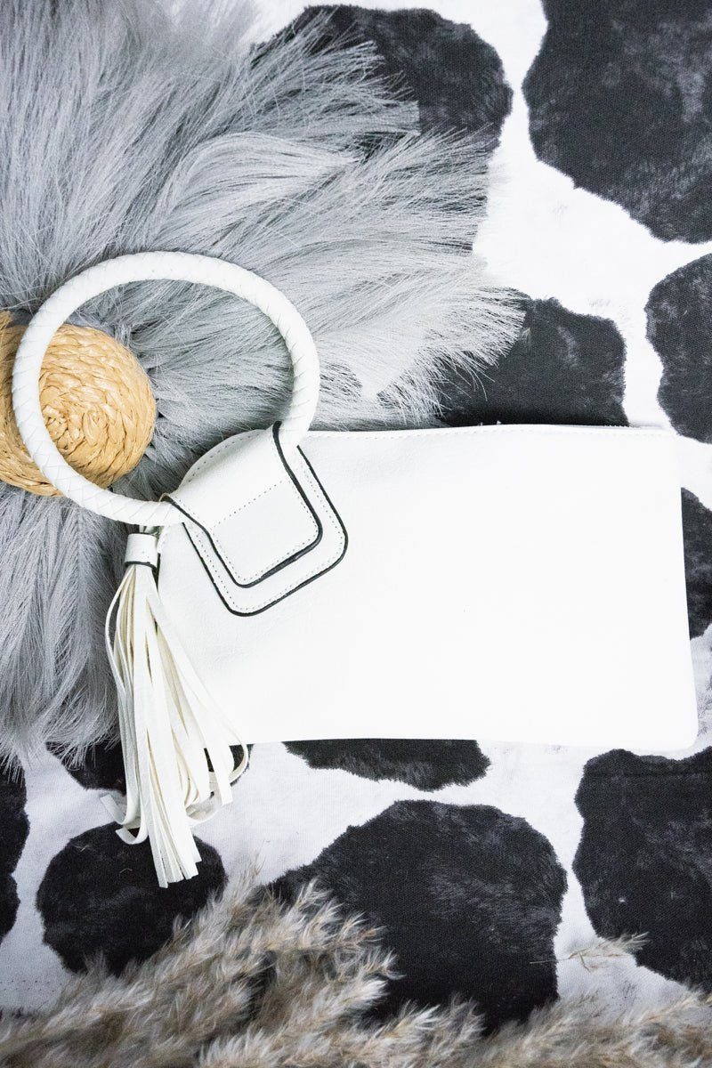 Stylish NGIL White Imitation Leather Bangle Clutch for Daily Use