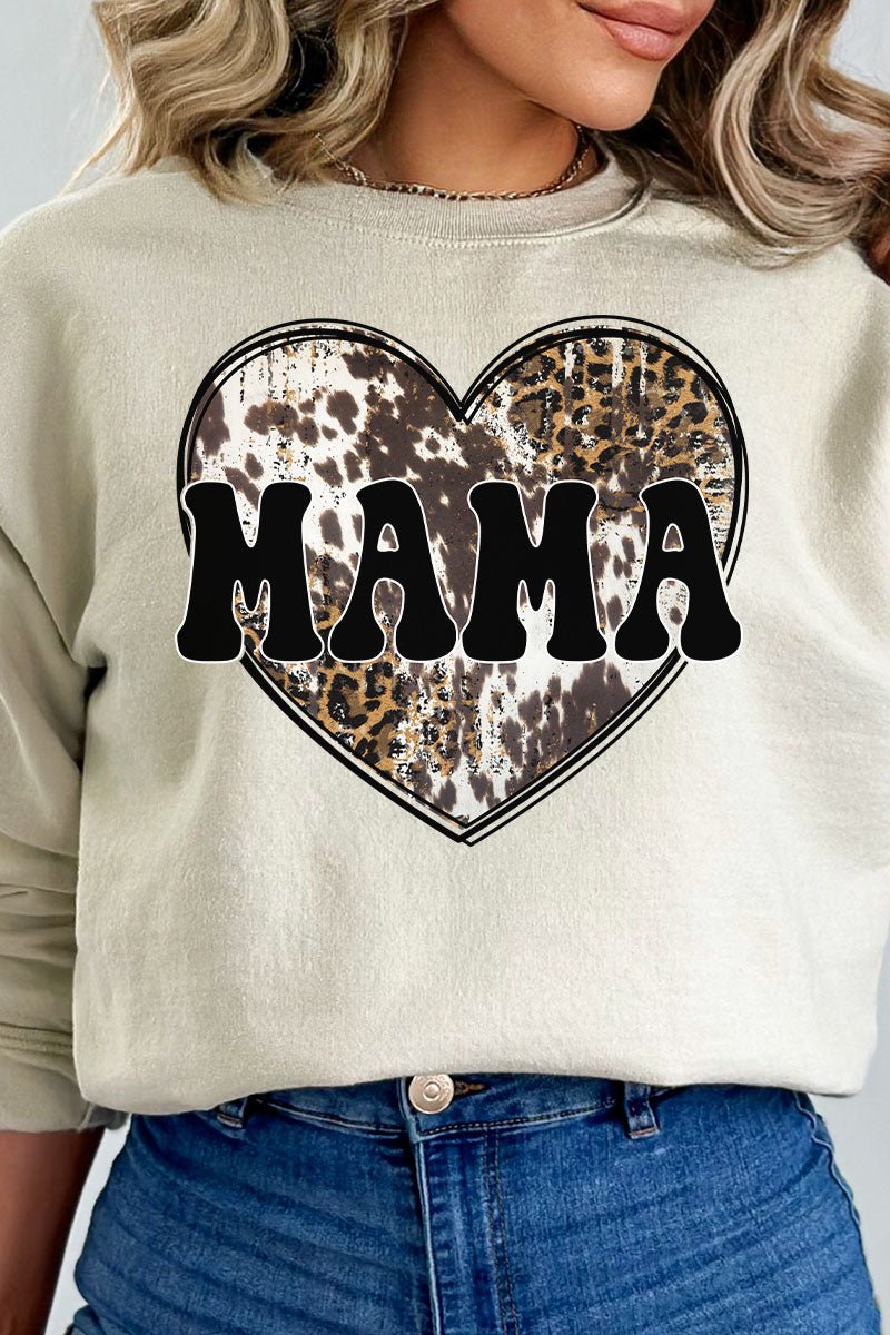 Unisex Cowhide Heart Mama NuBlend Crew Neck Sweatshirt for Casual Wear