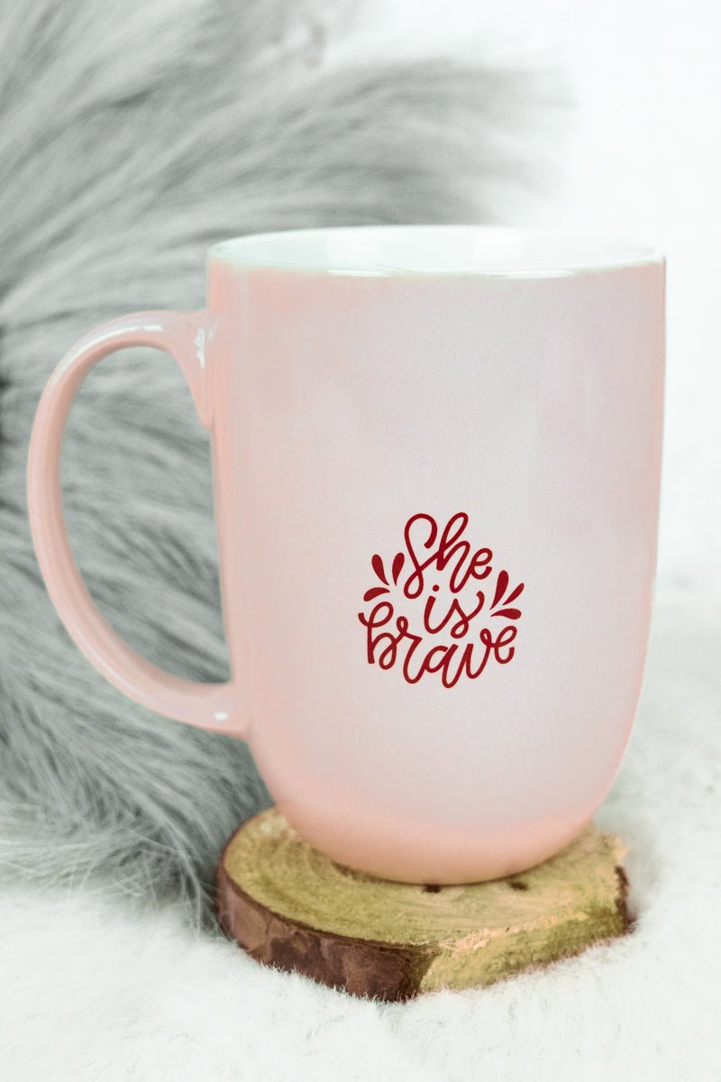 Inspirational Pink Ceramic Mug with Gold Foiled Lettering