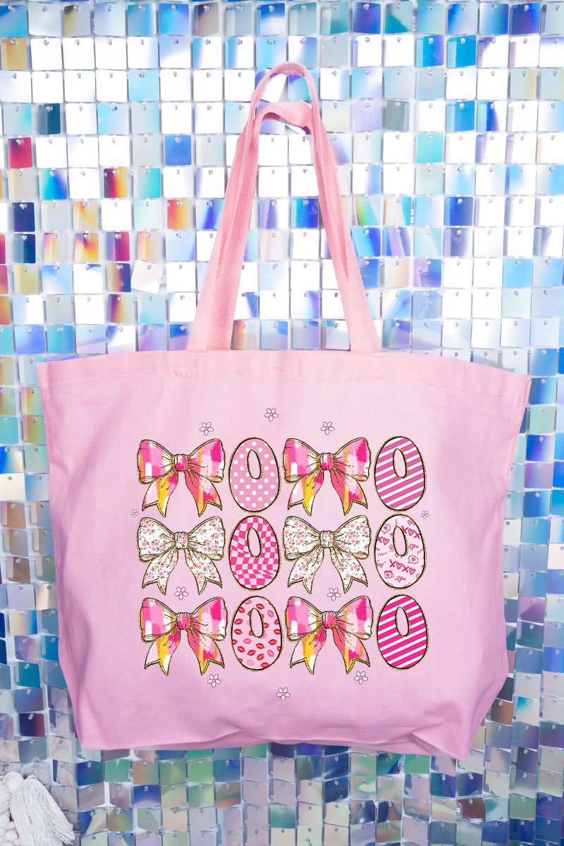 Stacked Coquette XOXO Large-sized Canvas Jumbo Tote Bag for Daily Use