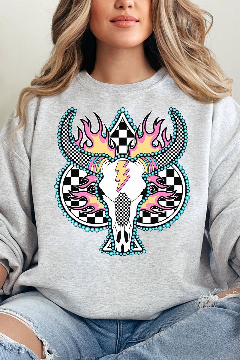 Unisex Flames Spade Steer NuBlend Cozy Crew Sweatshirt