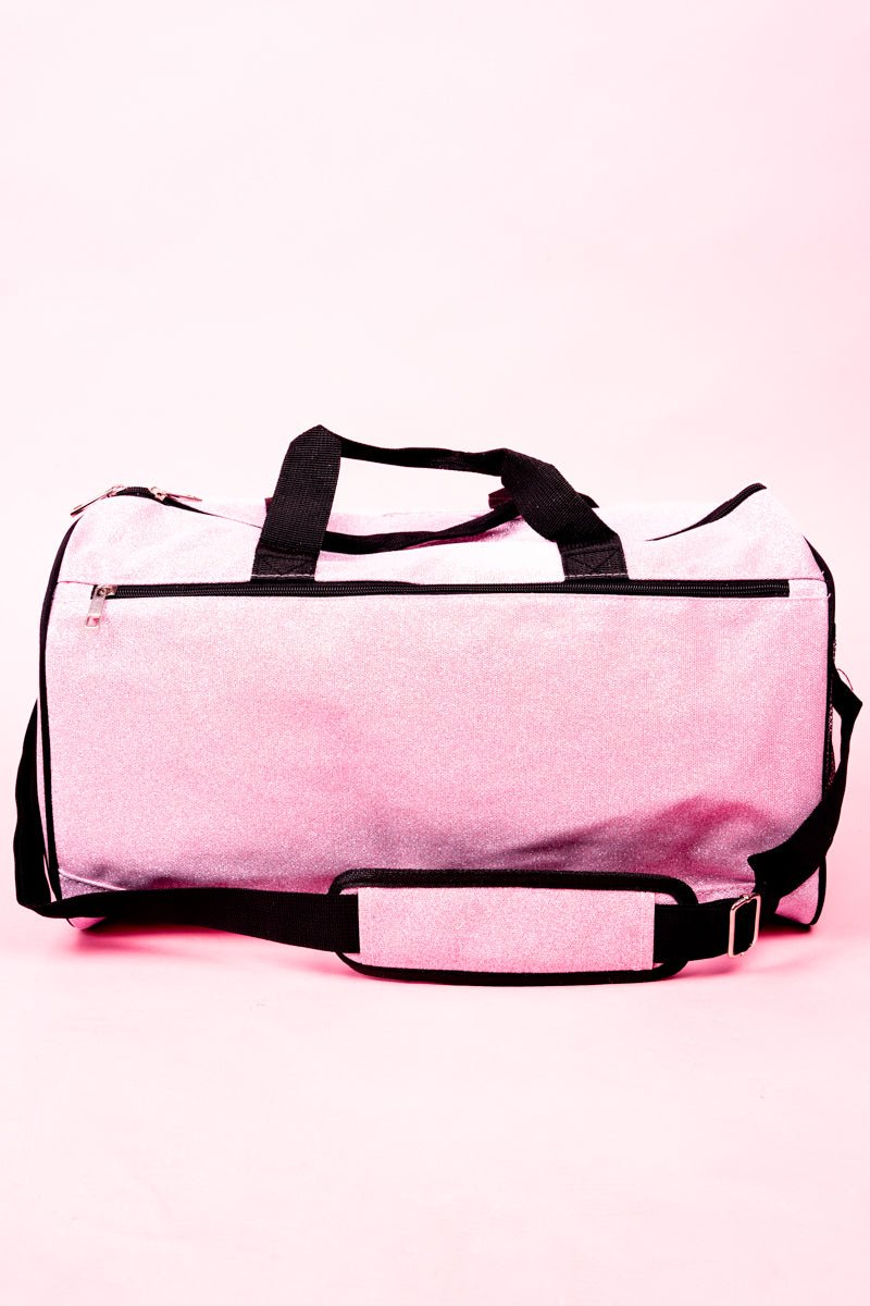 Stylish NGIL Pink Glittery and Glamorous Duffle Bag with a Dedicated Shoe Compartment for Various Activities