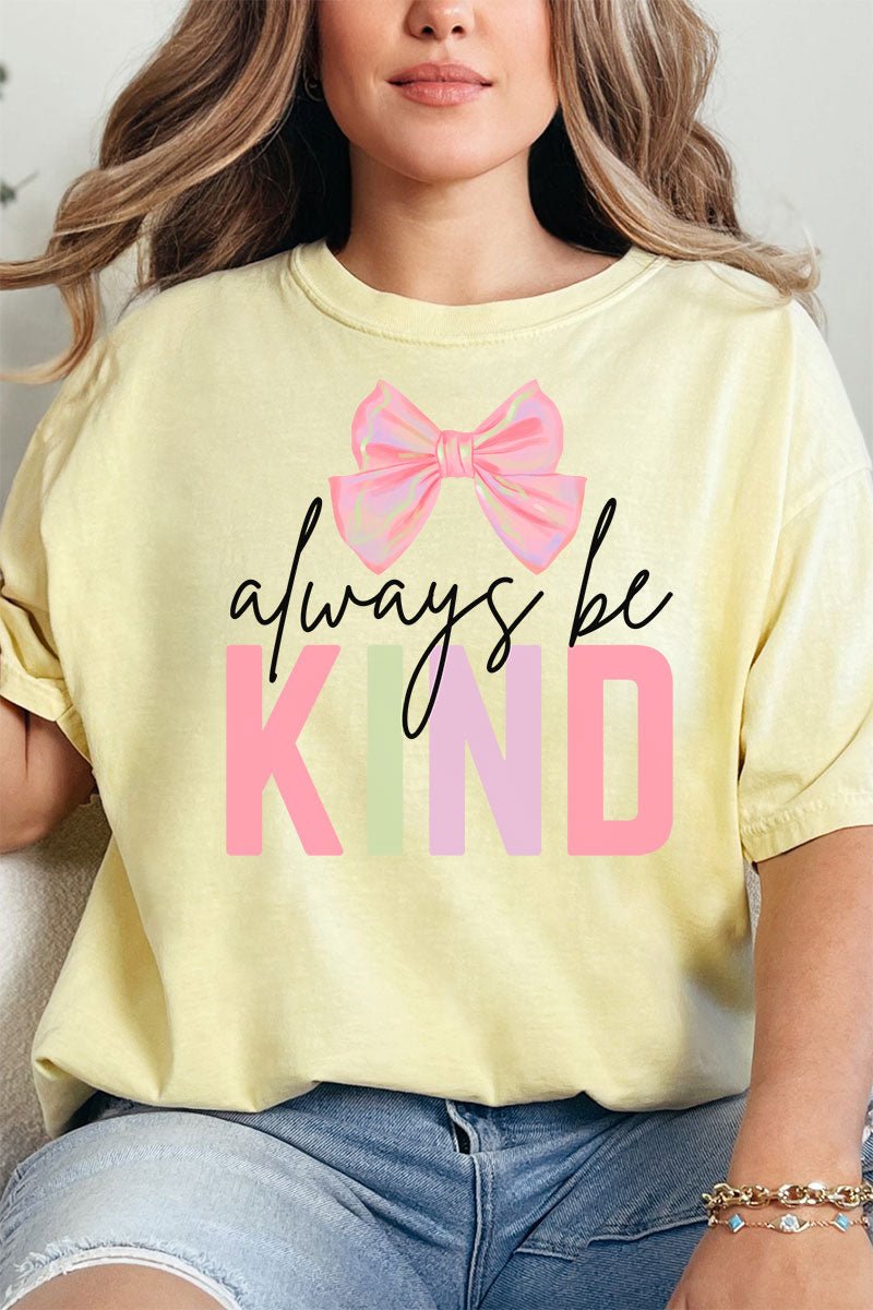 Stylish Coquette Adult Ring-Spun Cotton Comfort Colors Graphic T-Shirt - Always Be Kind Design