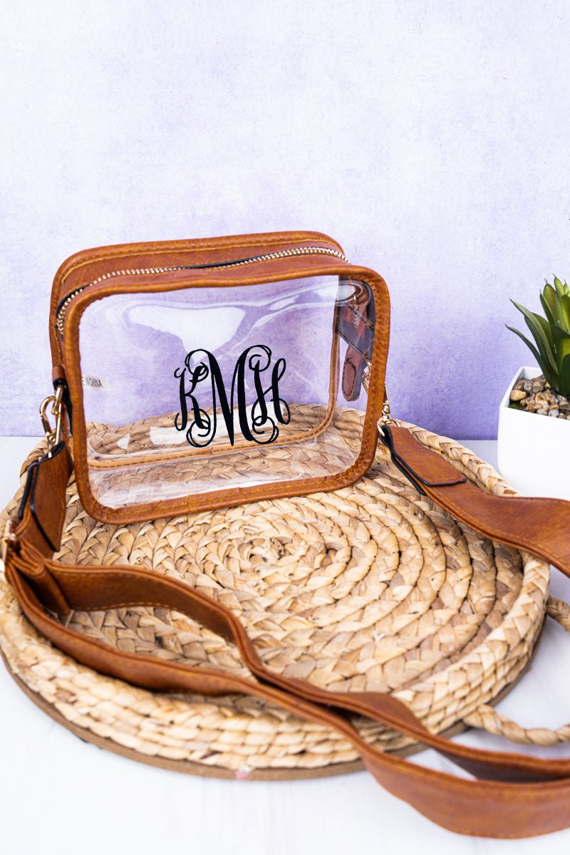NGIL Clear Stadium Bag with Light Brown Decorative Strap - Ideal for Various Occasions