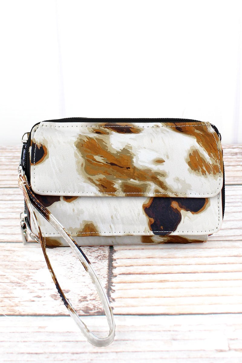 NGIL Versatile Soft Canvas Crossbody Organizer Clutch - Till The Cows Come Home