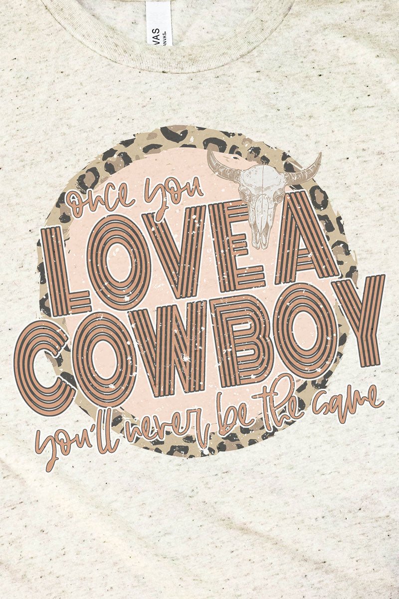 Charming Vintage-Look Tri-Blend Short Sleeve Cowboy Graphic Tee