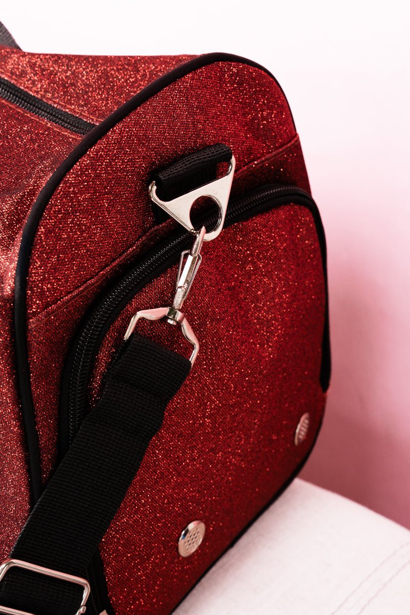 NGIL Red Glittery Duffle Bag with Functional Shoe Compartment