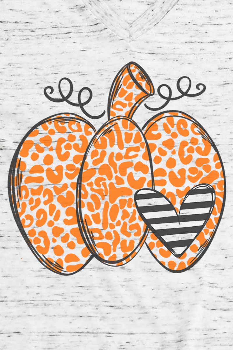 Unique Spotted Pumpkin Heart Design Unisex V-Neck Graphic Tee