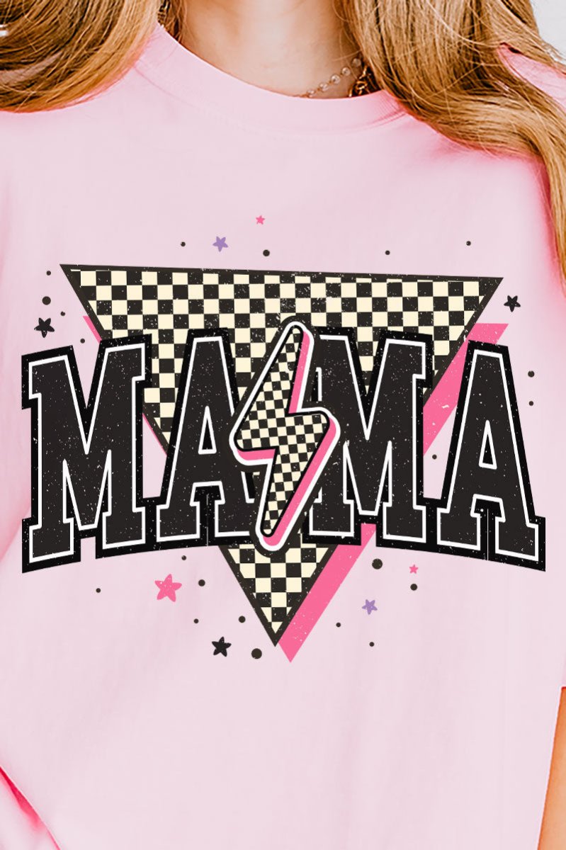 Mama Retro Lightning Bolt Comfort Colors Adult Ring-Spun Cotton Graphic T-Shirt for Ultimate Comfort