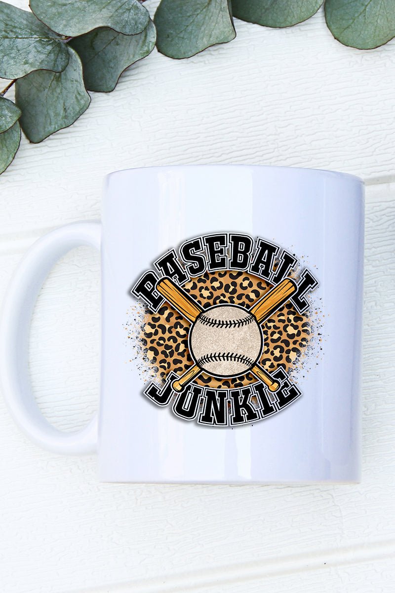 Cool Splatter Design White Baseball Junkie Ceramic Mug