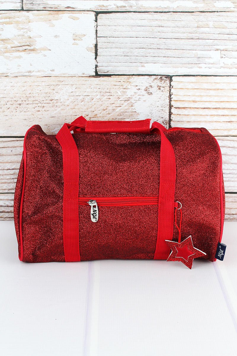 NGIL Red Glittery and Stylish Petite 12-Inch Duffle Bag