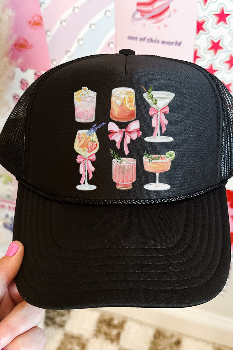 Sips By The Pool Otto Black Fashionable Foam Front Mesh Trucker Hat for Adults