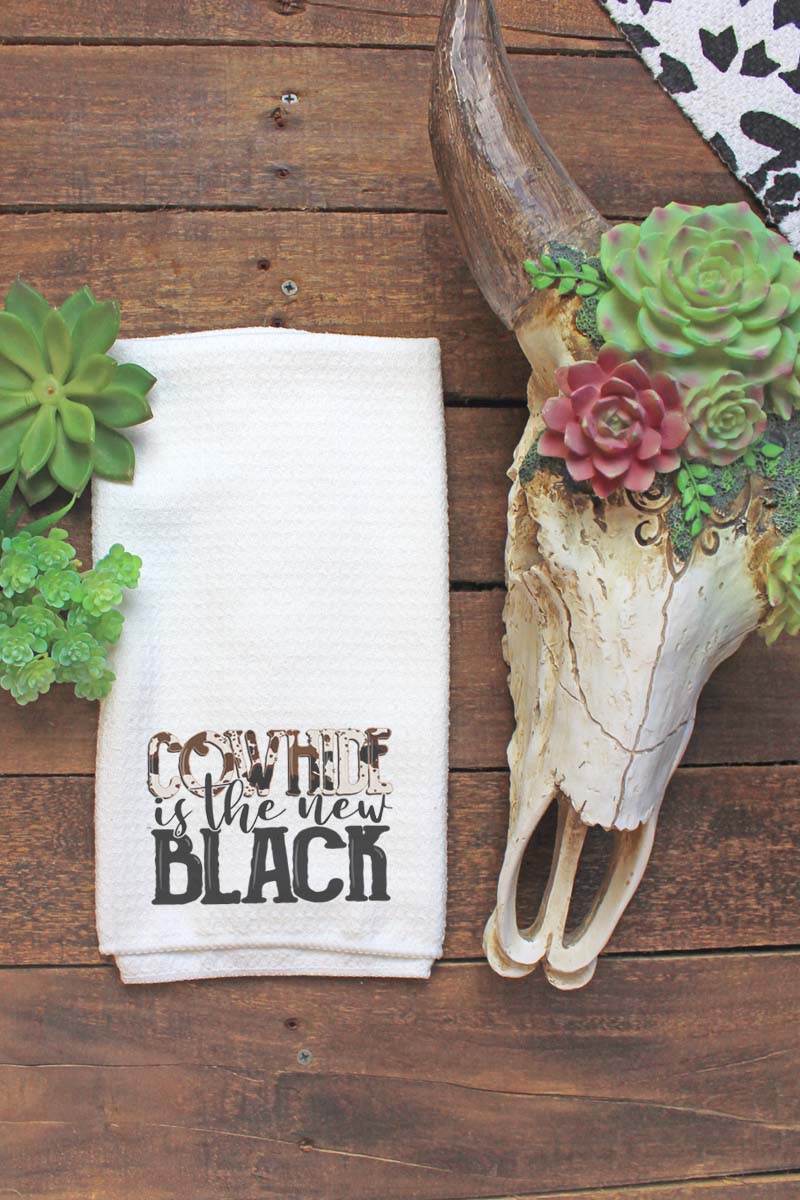 New Black Waffle Design Cowhide Style Kitchen and Bathroom Tea Towel
