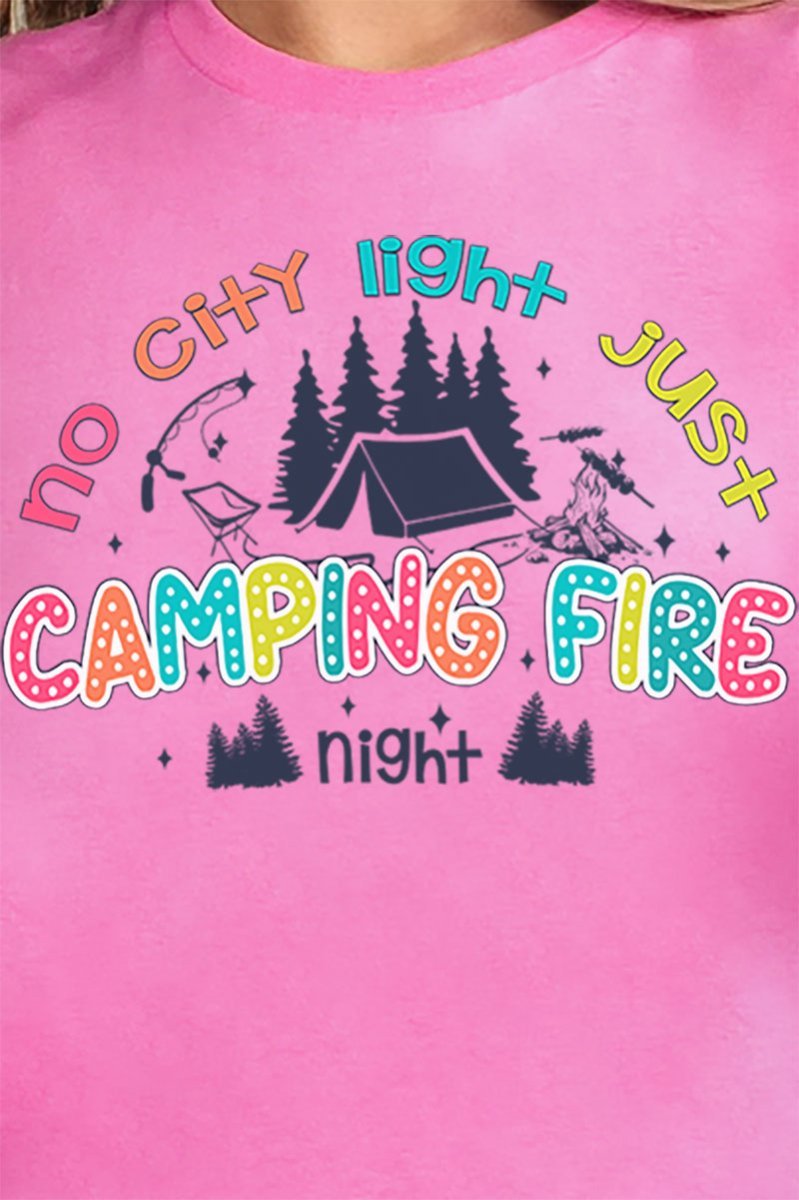 Relaxed Fit Short Sleeve Camping Fire Night Graphic T-Shirt