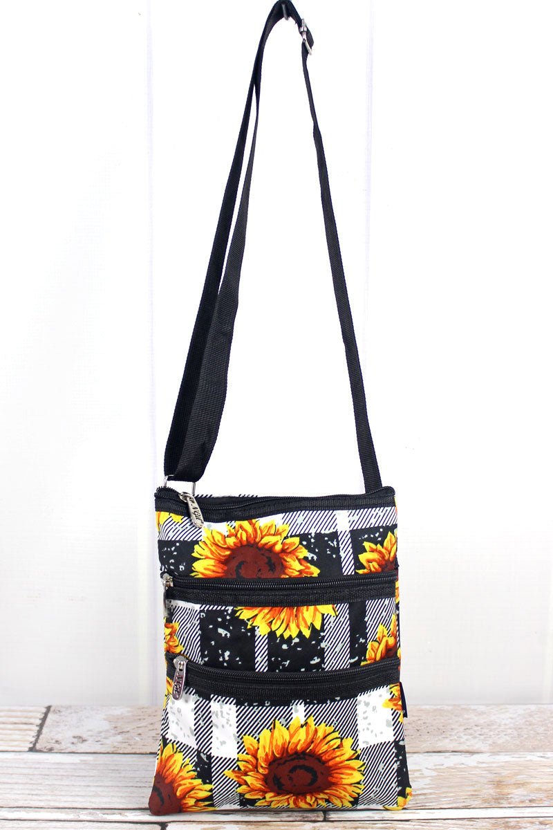Stylish NGIL Sunflower Patterned Plaid Crossbody Handbag for Women