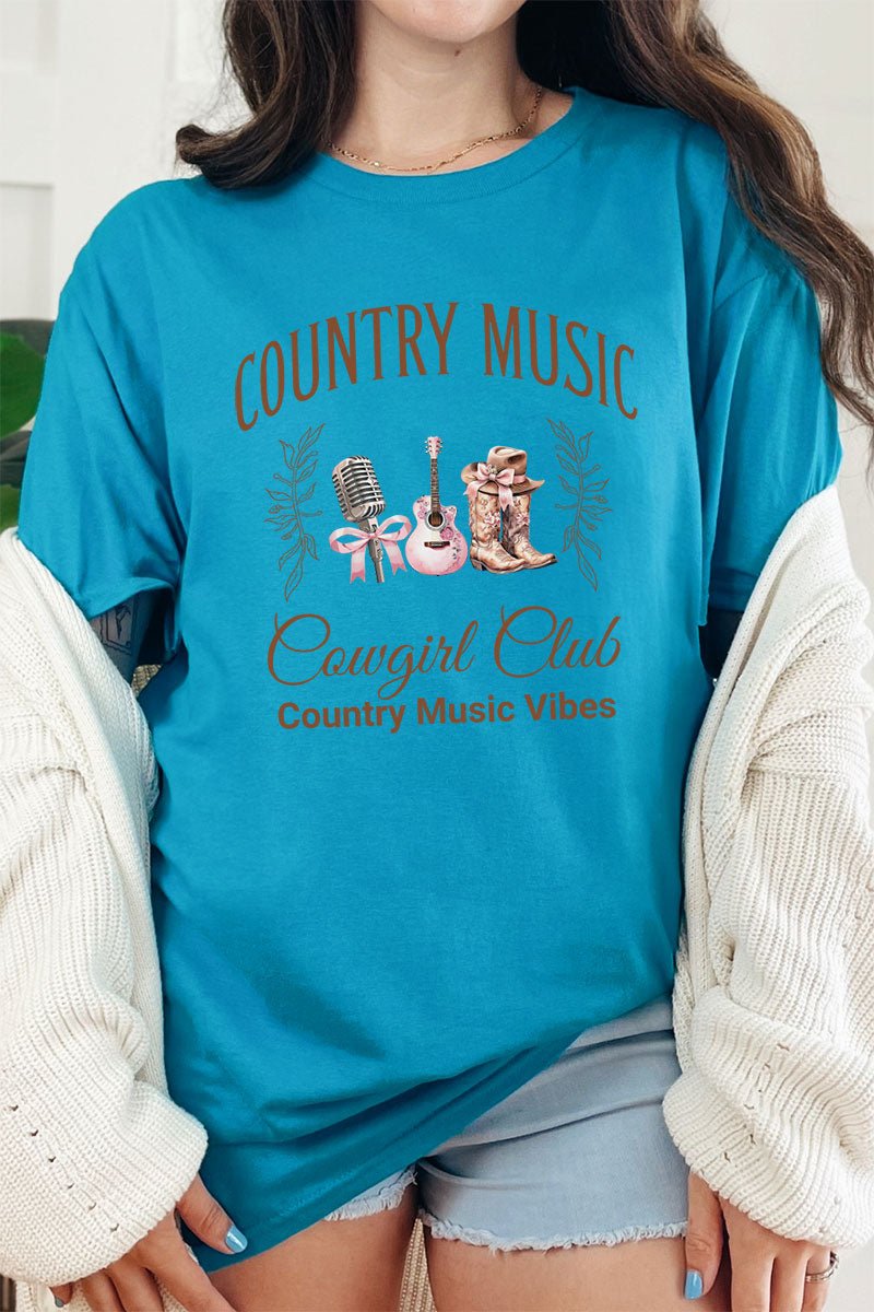 Relaxed Fit Short Sleeve Country Music Cowgirl Club T-Shirt
