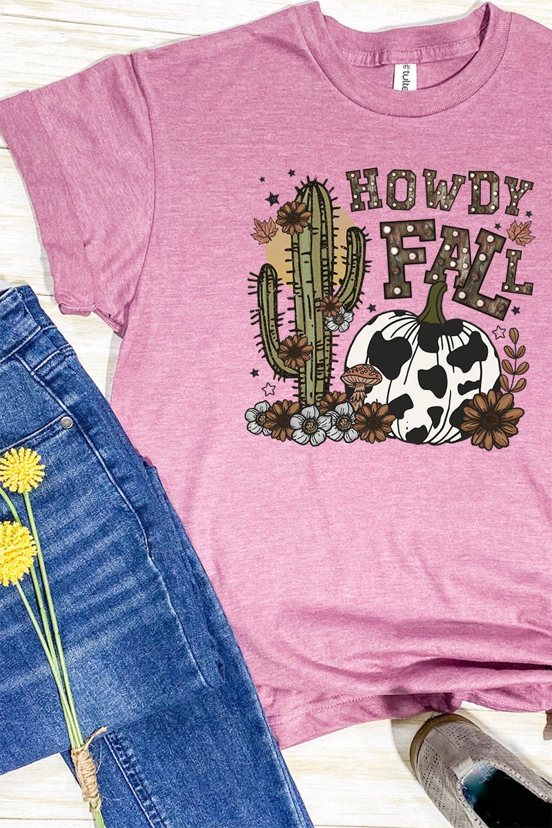 Fall-themed Unisex Marquee Howdy Graphic Blend T-shirt