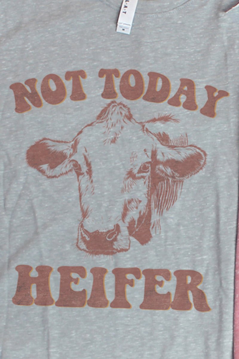 Not Today Heifer Retro Style Polyester-Cotton Melange Jersey T-Shirt