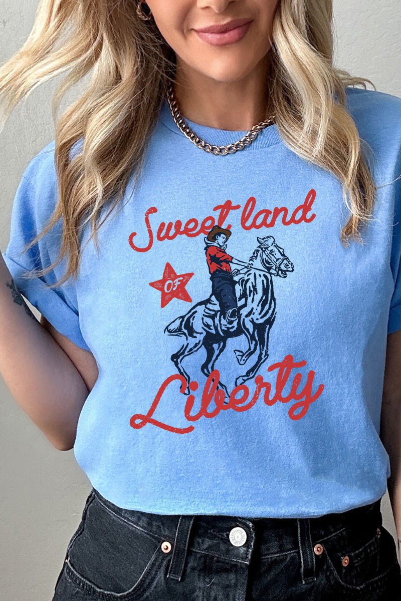 Comfortable Unisex Short Sleeve Relaxed Fit Liberty Graphic T-Shirt