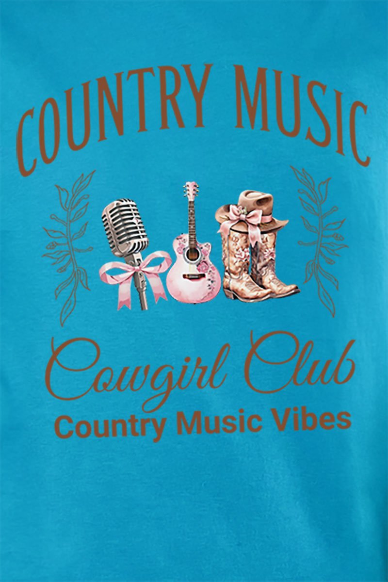 Relaxed Fit Short Sleeve Country Music Cowgirl Club T-Shirt