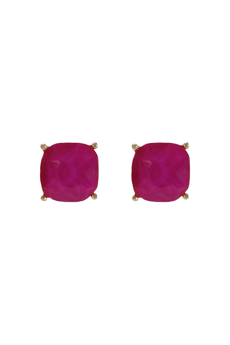 Fashionable Crystal Avenue Fuchsia Cushion - Cut Stud Earrings for Women's Jewelry Collection