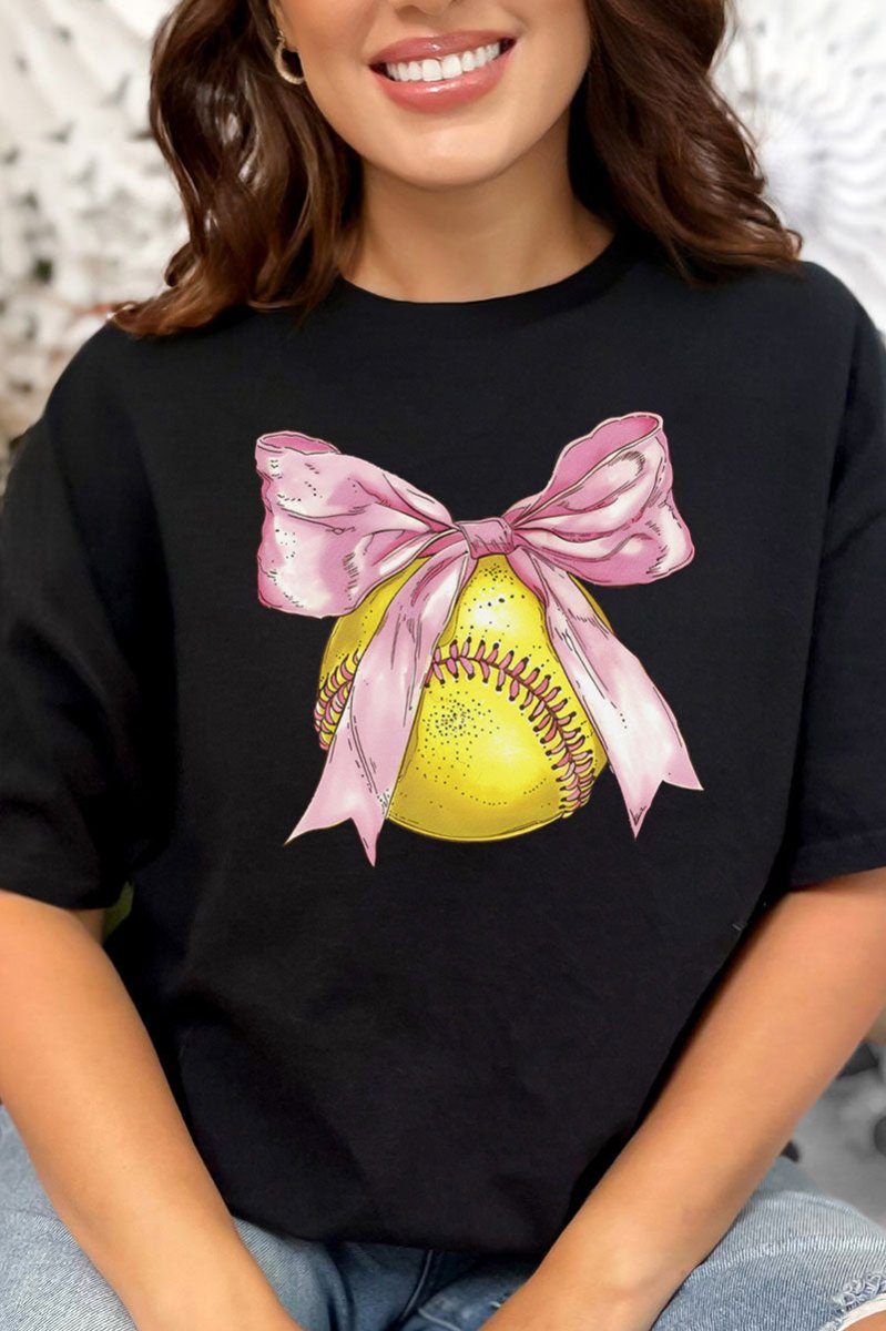 Adult Softstyle Bow Graphic Softball T-Shirt