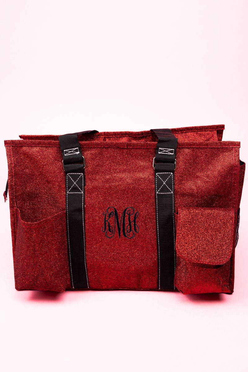 Red Glittery and Glamorous Organization Tote Bag by NGIL