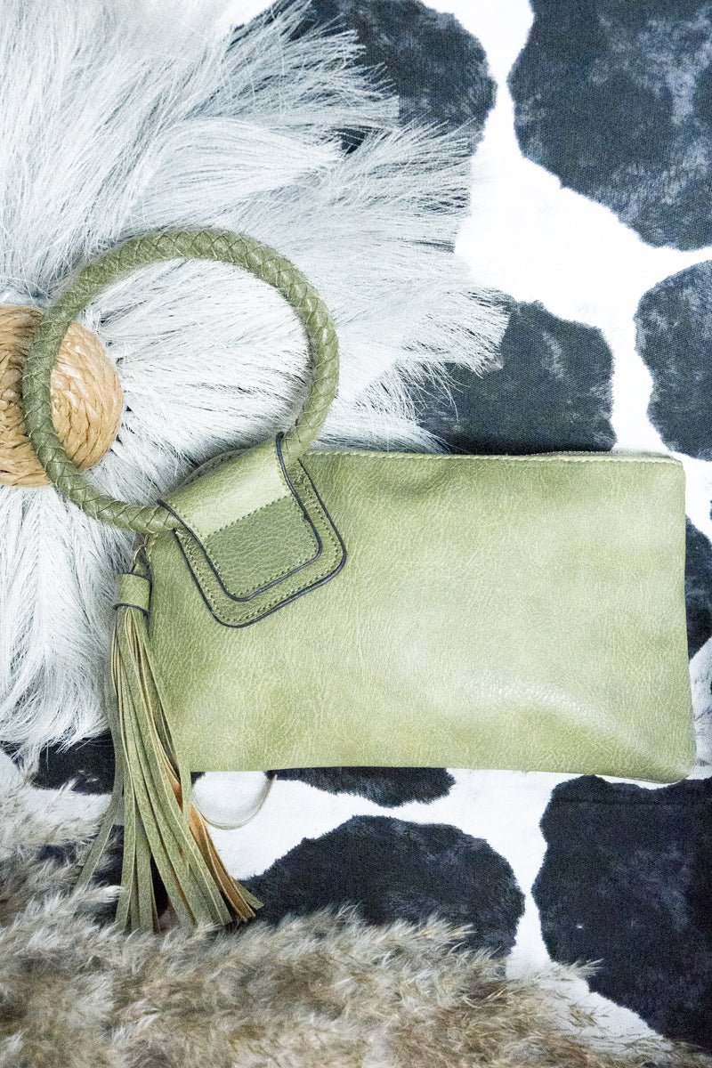 Stylish NGIL Lime Faux Leather Bangle Wristlet Clutch for Daily Use